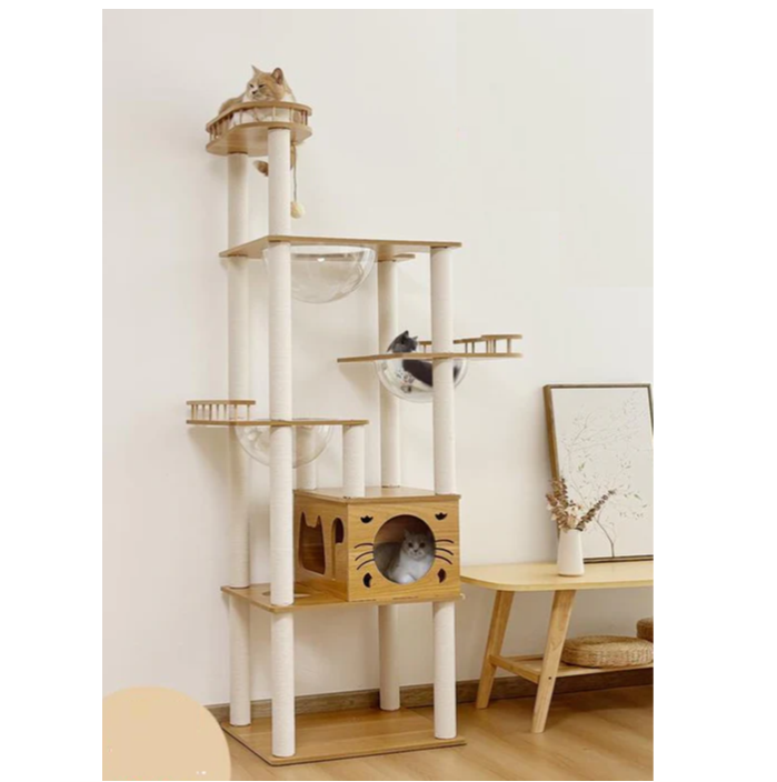SkyScratch Deluxe: Tall, Well-Designed Cat Scratching Condo Tower with Multiple Capsules