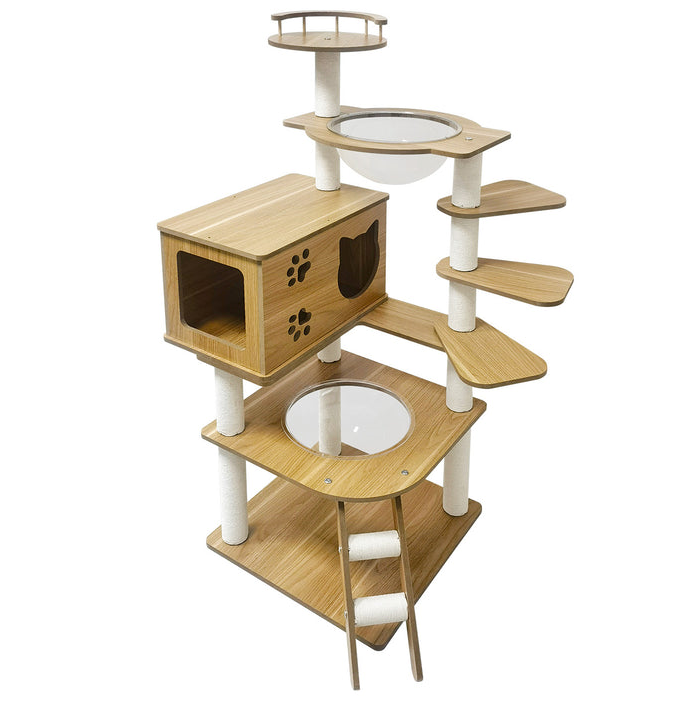 High-quality Furniture Wood Cat Condo With Multiple Steps