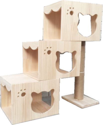 Solid Wood Triple Step Hide & Climb FurSteps Hideaway