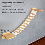 Large Wall Mounted Cat Bridge Lounge Platform - Built Solid Wood And Strong Ropes - Wooden Cat Furniture