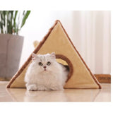 Foldable cat playhouse featuring a scratch pad scratch board and fun ball, providing interactive entertainment and exercise for cats