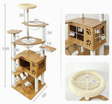 160cm Furniture Wooden Multi-Level Cat Tower with Clear Space Pods