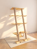 Sleek and Tall Cat Tree Castle 1.9m Cat Tree Tower Solid Wood, Modern Multi-Level Cat Condos, Space Capsule Play House Media 1 of 2