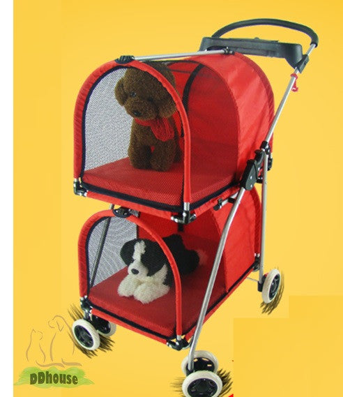 2 Tier 4 wheel comfortable pet pram Pet stroller - DDhouse Singapore Online Pet Supplies and Pet Products - 1