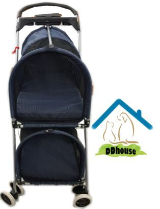 2 Tier 4 wheel comfortable pet pram Pet stroller - DDhouse Singapore Online Pet Supplies and Pet Products