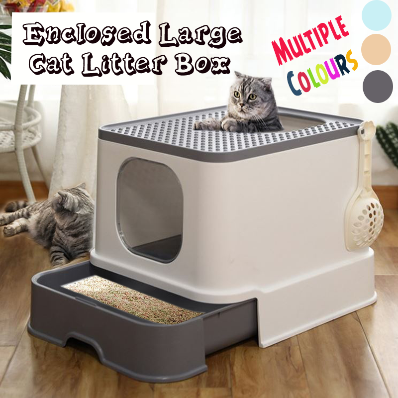 Large Fully Enclosed Cat Litter Tray  Anti Splash