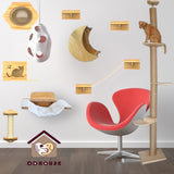 Custom wall mounted cat tree solid wood cat wall-mounted cat furniture for sale Cat bridge climbing frame Cat Bed on the wall Cat condo space capsule climbing column wall amazing cat playing ideas singapore