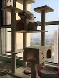 1.88m Sky-high Multi-Tier Solid Wood Cat Gym Wooden Cat Trees Extra tall