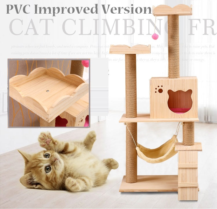Wooden Cat Tree Tower - DDhouse Singapore Online Pet Supplies and Pet Products - 1