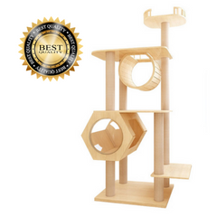 Deluxe Tree House Cat Condo in Premium Solid Pine Wood PVC pole